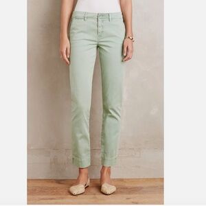 Pilcro and the Letterpress Anthropologie Stet Mid Rise Green Cropped Chinos 30